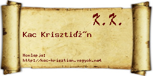Kac Krisztián névjegykártya
